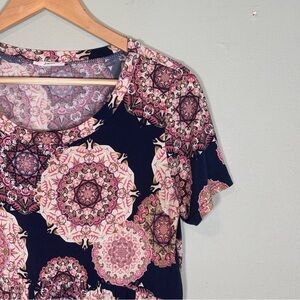 JODIFL Kaleidoscope Short Sleeve Babydoll Dress-Pink/Navy-Women Size Small